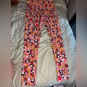 LuLaRoe Pink and Yellow Mickey Mouse Leggings